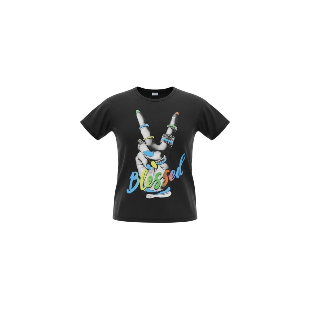 On Fire Graphic Tee Mens Medium Black Blessed Peace Sign Rainbow Streetwear